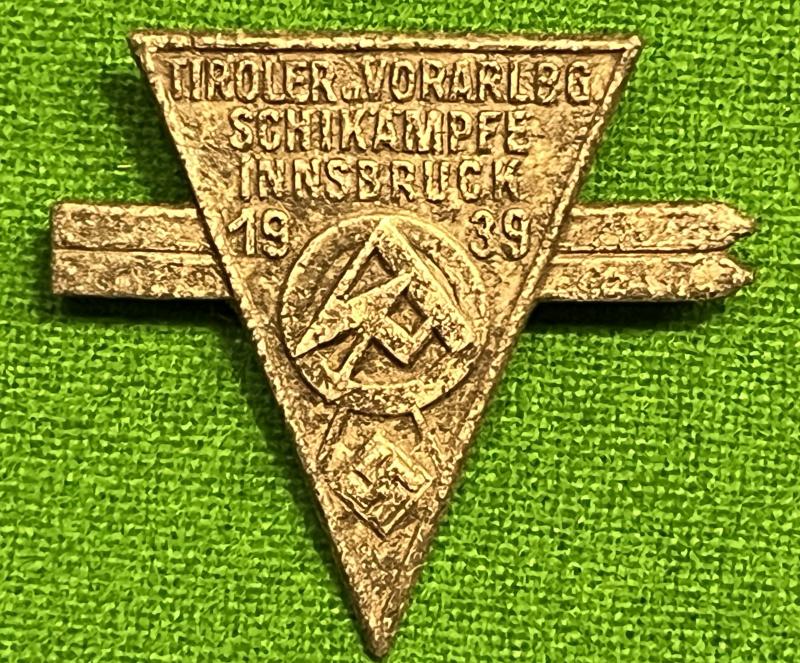 1939 Austrian SA Ski Championships in Tirol, Vorarlberg, and Innsbruck Day badge.