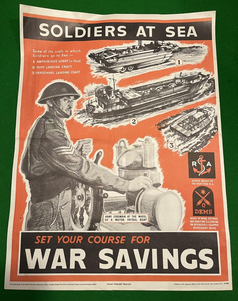 WW2 Soldiers at Sea - War Savings Poster.