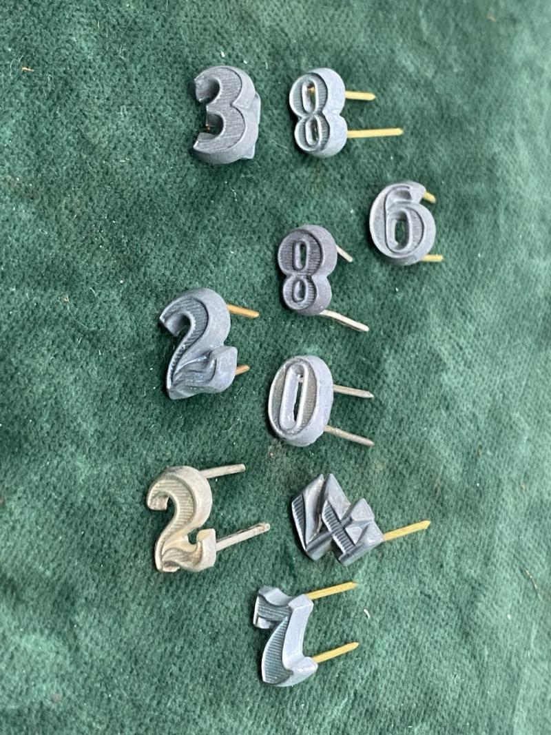 SET OF 9 THIRD REICH NUMBERS FOR EPAULETTES.