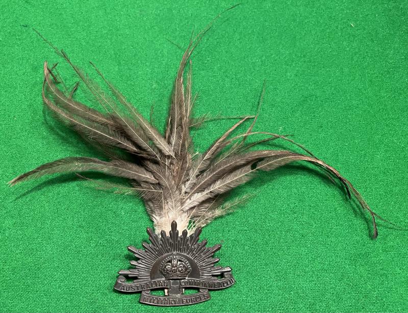 WW1 Australian Forces Cap badge with Emu feather backing.