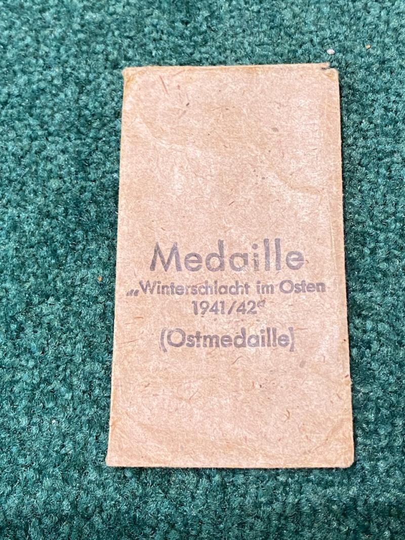 ORIGINAL PAPER PACKET FOR RUSSIAN FRONT MEDAL.