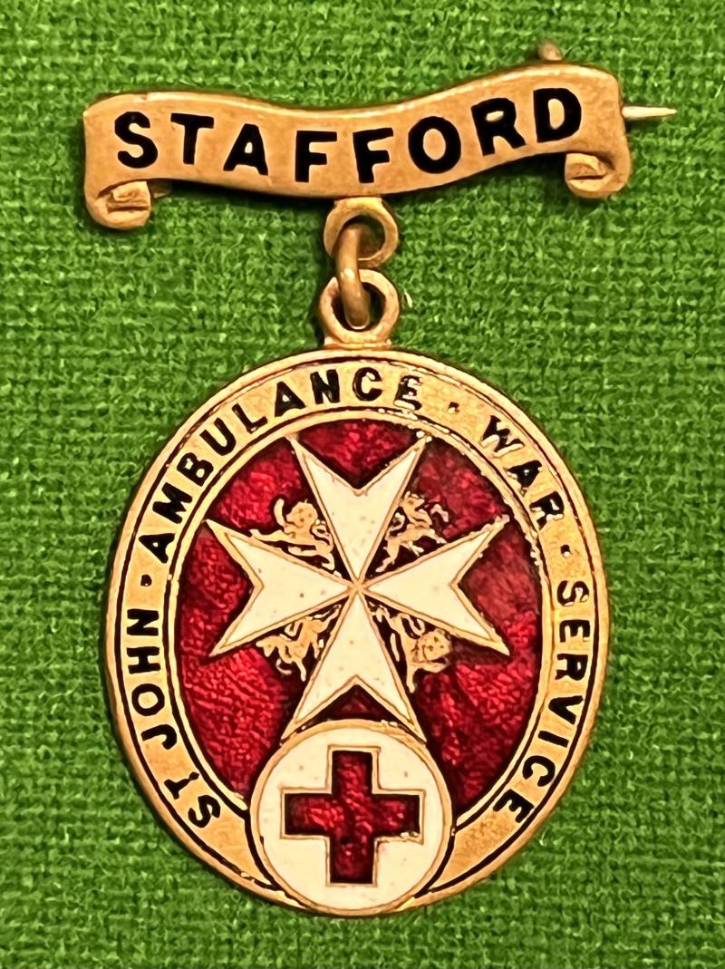 WW1 Stafford BRCS & Order of St John Overseas War Service Badge