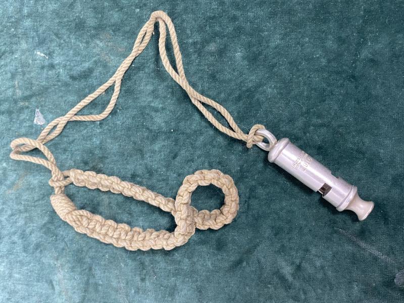 WW1 TRENCH WHISTLE 1916 BY HUDSON WITH LANYARD.