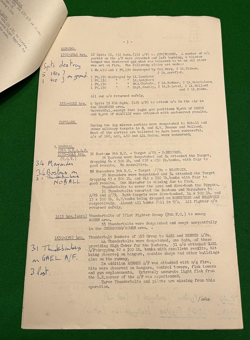 1944 Secret RAF No.11 Group Operational Synopsis.