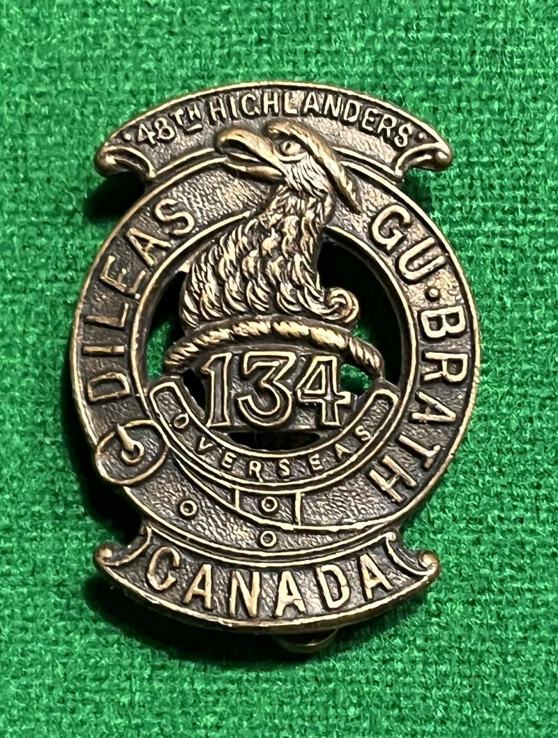 WW1 134th Canadian Overseas Battalion cap badge.