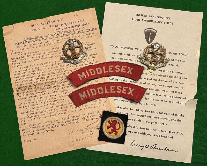 WW2 1st Btn Middlesex, 15 ( S ) Inf. Div Grouping.