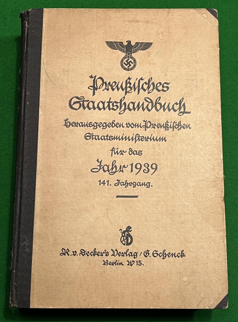 1939 Preußisches Staatshandbuch.
