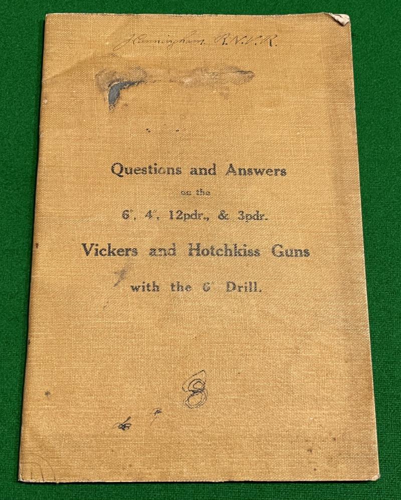 1916 Manual with questions and answers for Vickers & Hotchkiss Guns.