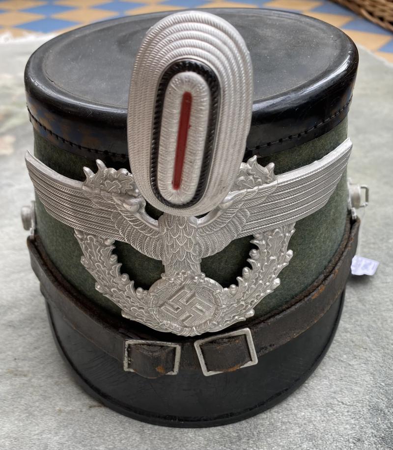 A GOOD EXAMPLE OF A THIRD REICH POLICE SHAKO - COMPLETE.