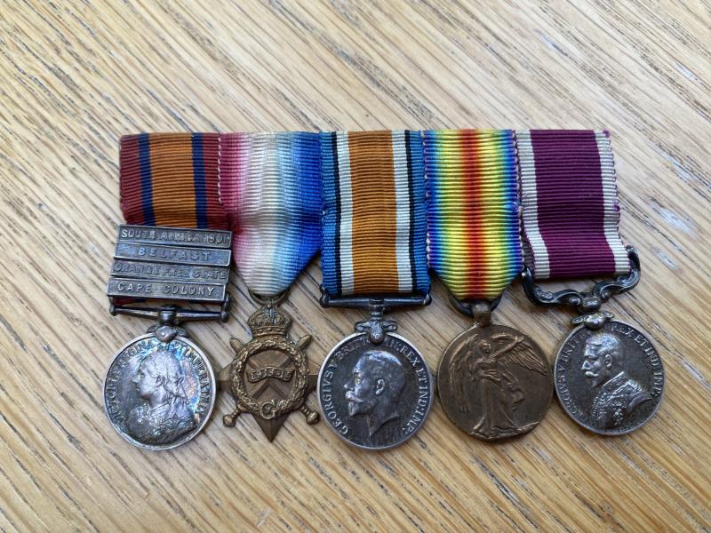 SUPER SET OF 5 BOER WAR/WW1 BRITISH MINIATURE MEDALS.