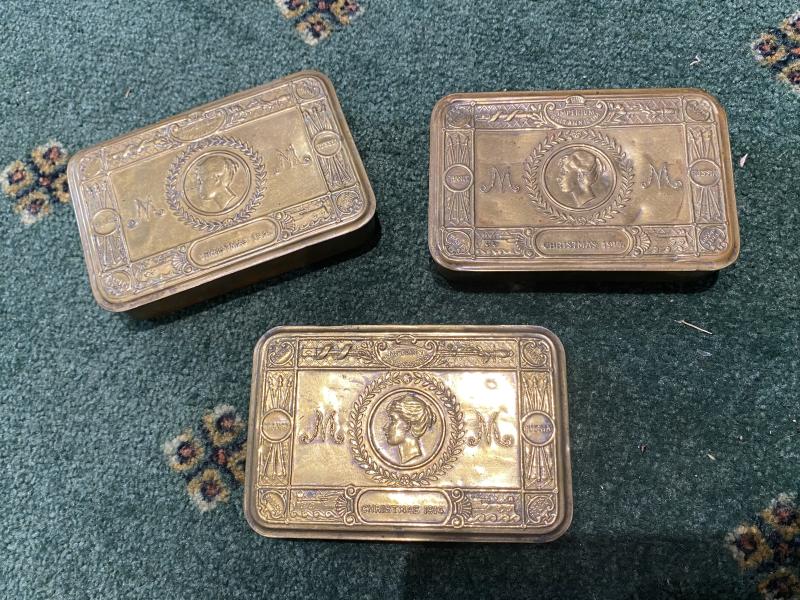 THREE WW1 1914 PRINCESS MARY CHRISTMAS GIFT TINS.