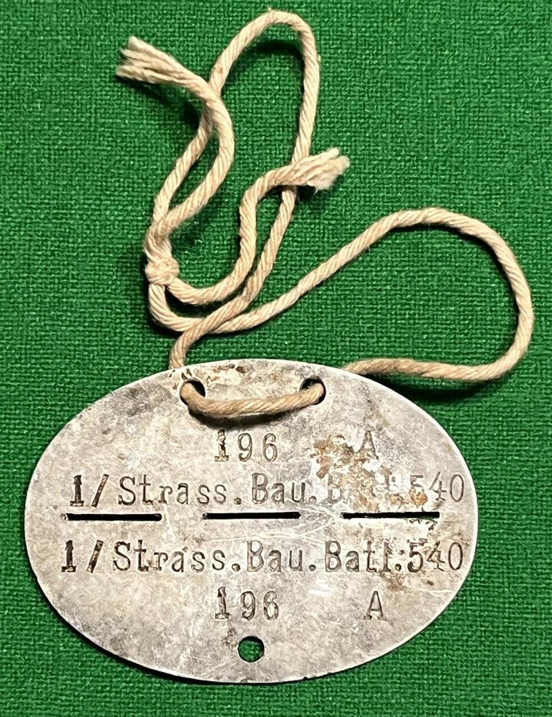 WW2 Wehrmacht Dog Tag - Bau Battalion.