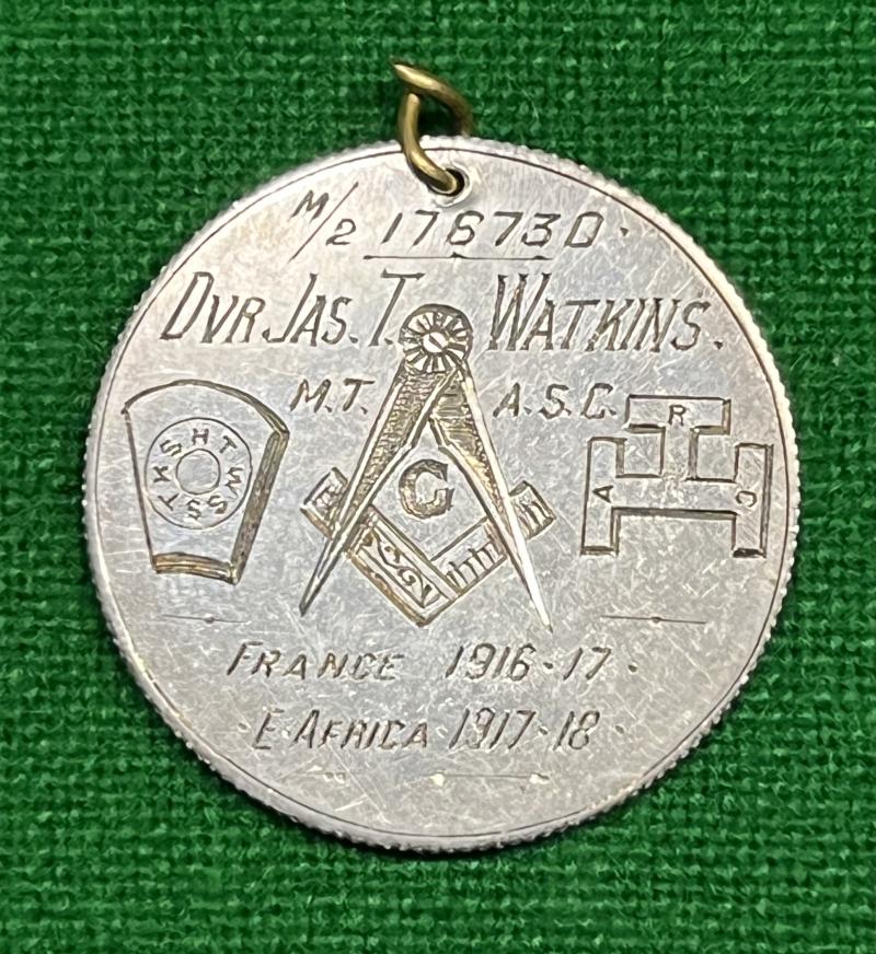 WW1 British Identity Disc with Masonic interest. - Watkins.