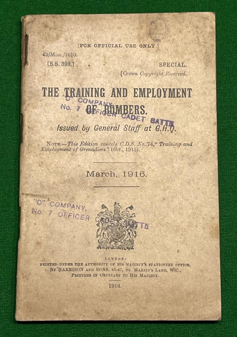 WW1 Manual The Training and Employment of Bomberss 1916