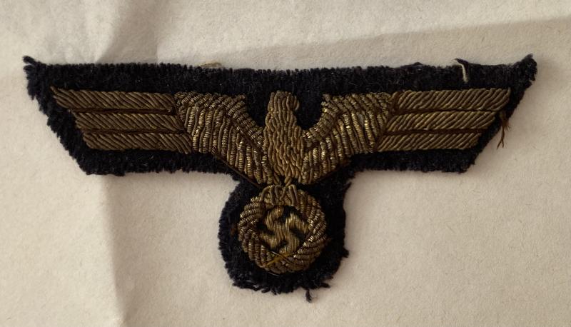 SUPERB GOLD BULLION THIRD REICH NAVAL OFFICERS BREAST EAGLE.