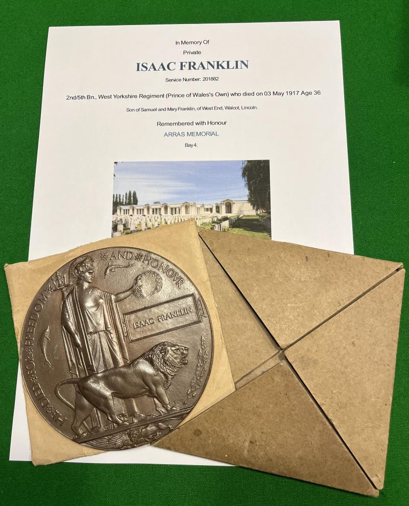WW1 Memorial Plaque: Franklin - West Yorks.