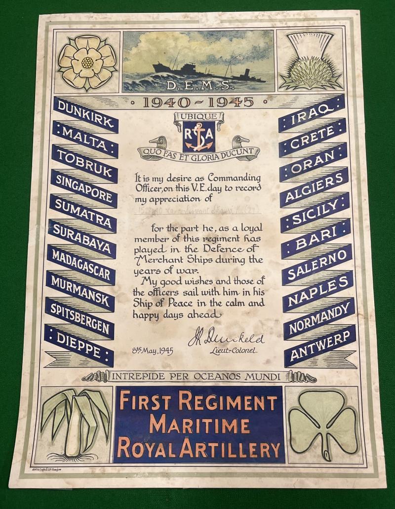 WW2 D.E.M.S Certificate.