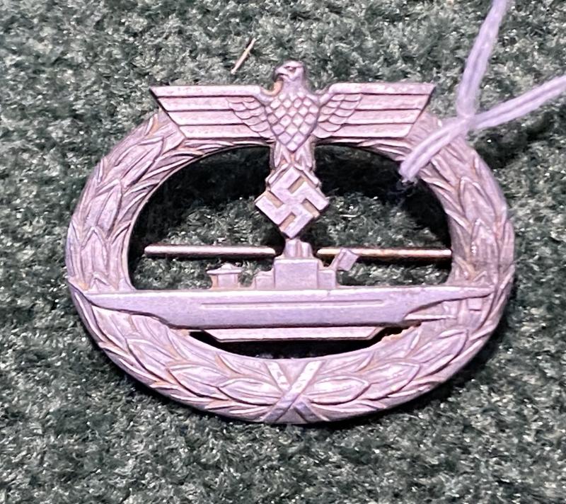ORIGINAL WW2 U-BOAT BADGE BY f.o.