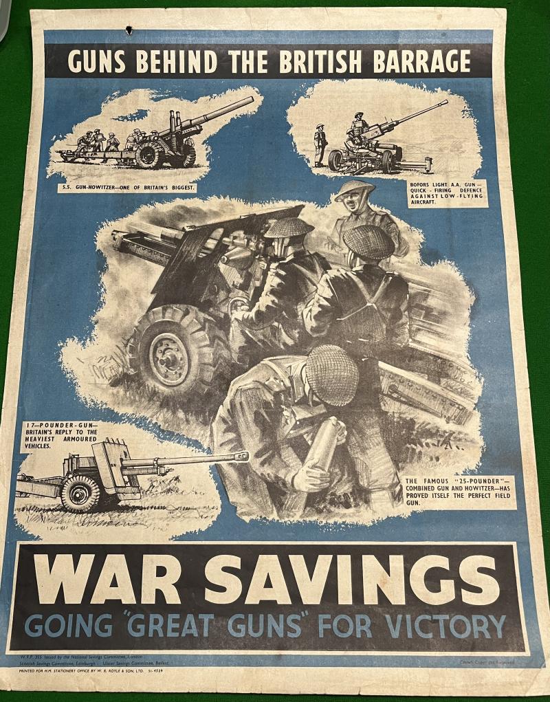 Guns Behind the British Barrage - War Savings Poster.