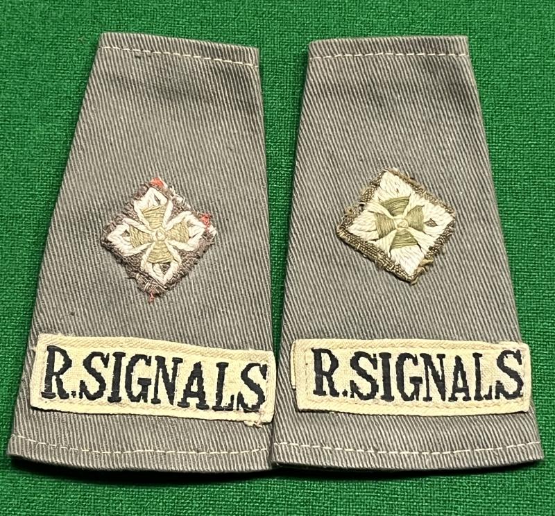 Royal Signals rank slip-on shoulder titles.