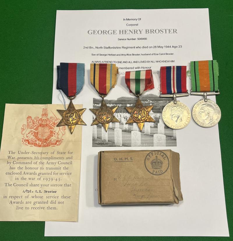 WW2 British Casualty medal group - N.Staffs Regt.