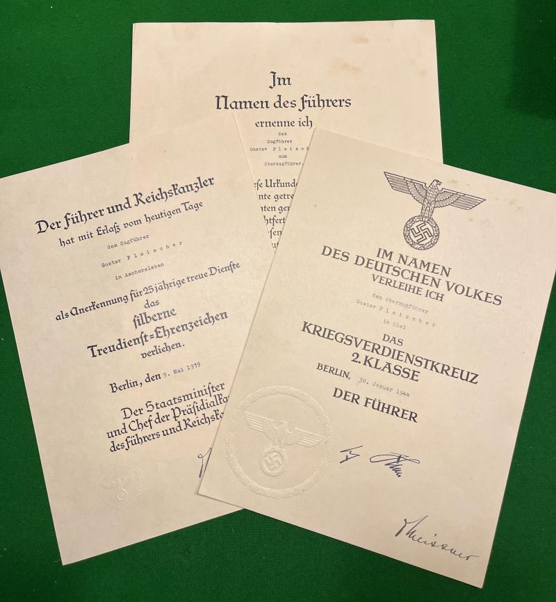 WW2 German Award certificate grouping.