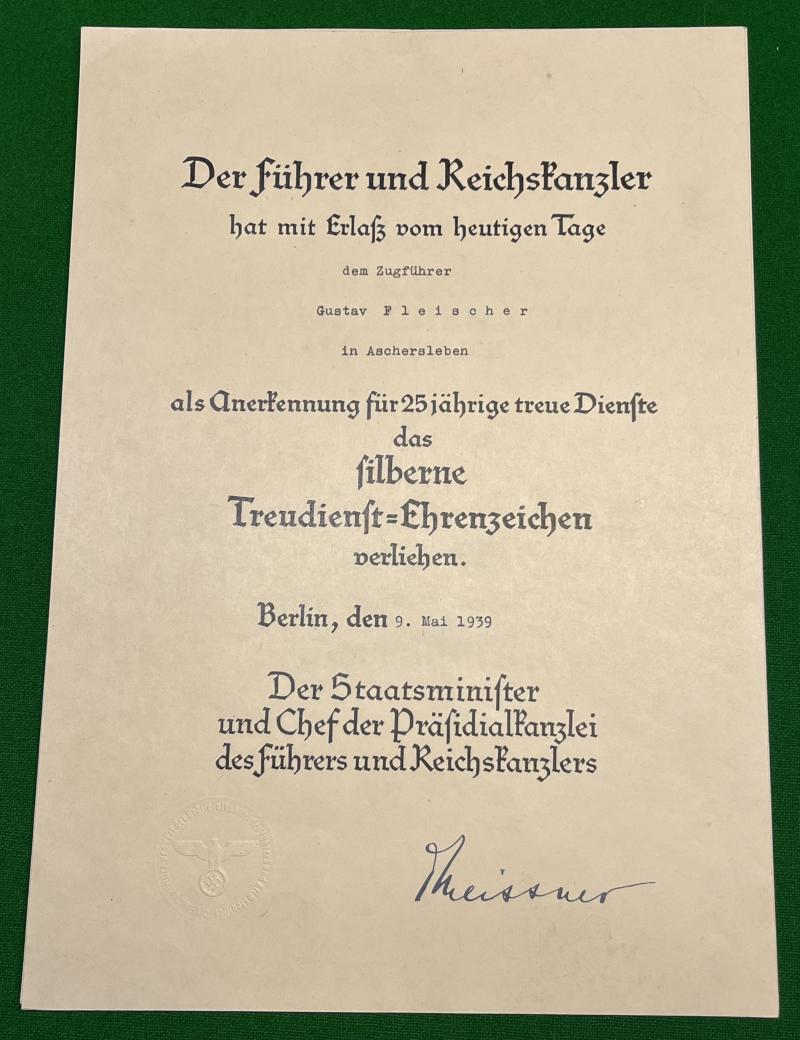 WW2 German Award certificate grouping.