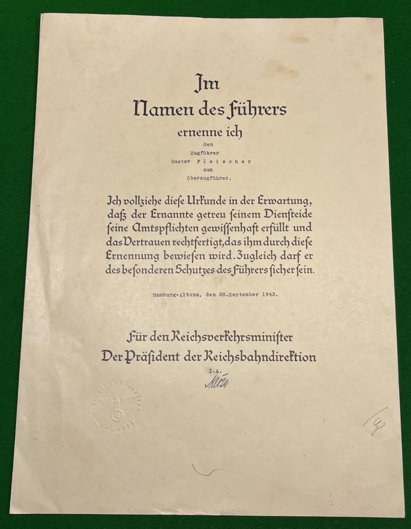 WW2 German Award certificate grouping.