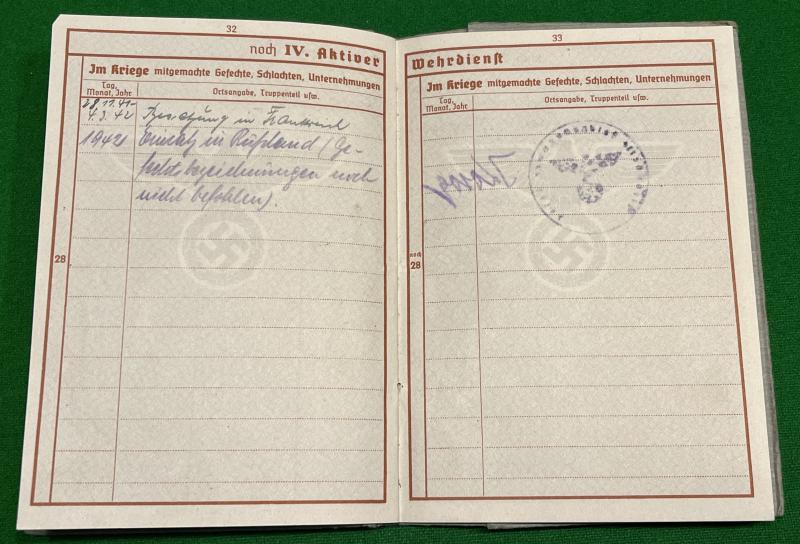 Wehrpass and Document grouping to a Panzer Div.casualty