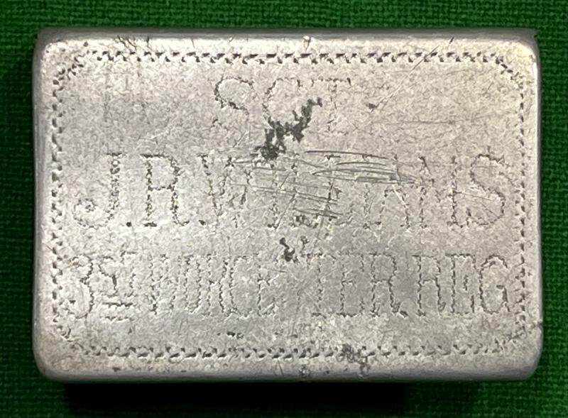 Trench art Matchbox cover 3rd Worcester Rgt.