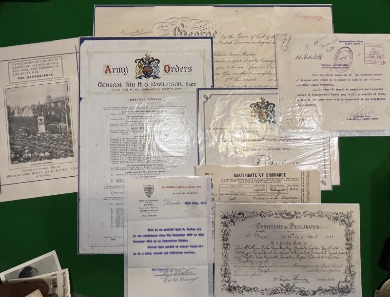 WW1 Commission MC and 2 Bars Ephemera grouping.