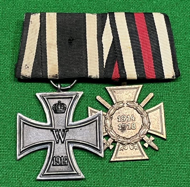 WW1 German Medal Bar Iron Cross and Honour Cross.