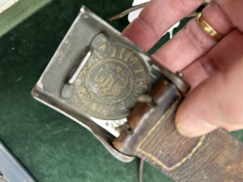 A VERY NICE COMPLETE WEHRMACHT STEEL BUCKLE AND BELT - ALL MARKED.