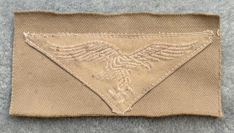 PERFECT EXAMPLE OF LUFTWAFFE TROPICAL BREAST EAGLE STITCHED TO PIECE OF SHIRT!