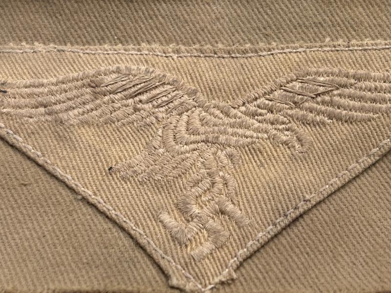 PERFECT EXAMPLE OF LUFTWAFFE TROPICAL BREAST EAGLE STITCHED TO PIECE OF SHIRT!