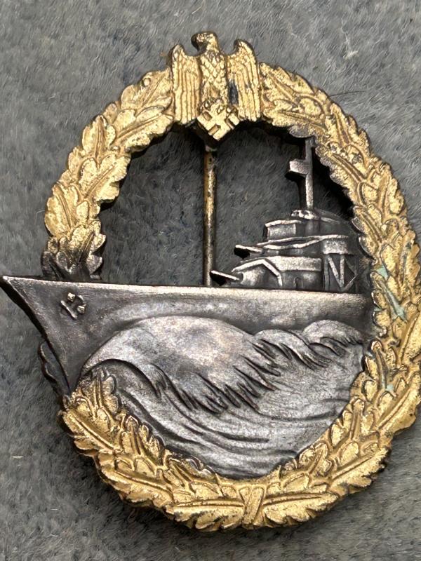 THIRD REICH KRIEGSMARINE DESTROYER WAR BADGE.