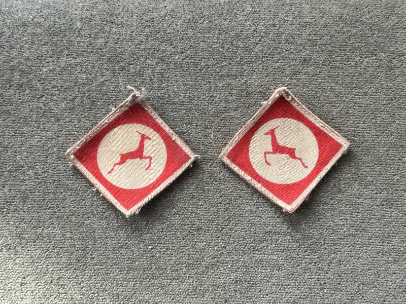 MATCHED PAIR OF BRITISH WW2 13 CORPS ARM PATCHES.