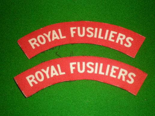 WW2 British Royal Fusiliers printed shoulder titles.