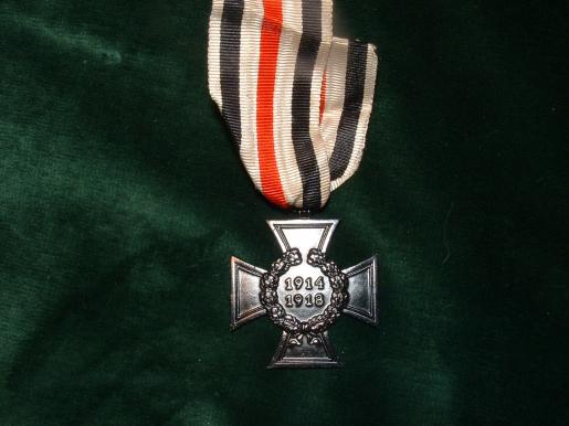 WW1 German HONOR CROSS BLACK WITH RIBBON.