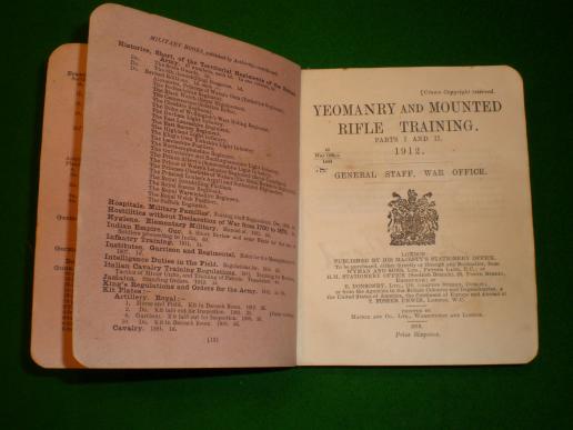 1912 Yeomanry & Mounted RifleTraining Manual.