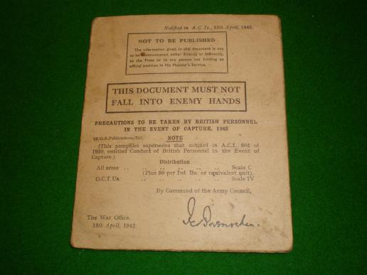 Precautions in the event of capture 1942 card.