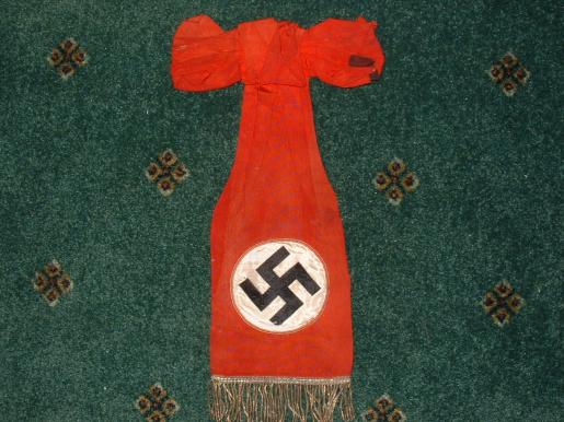 THIRD REICH FUNERAL SASH BOW WITH SWASTIKA ETC.