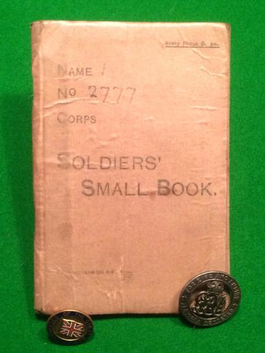 WW1 British Soldier's Small Book and silver wound badge.