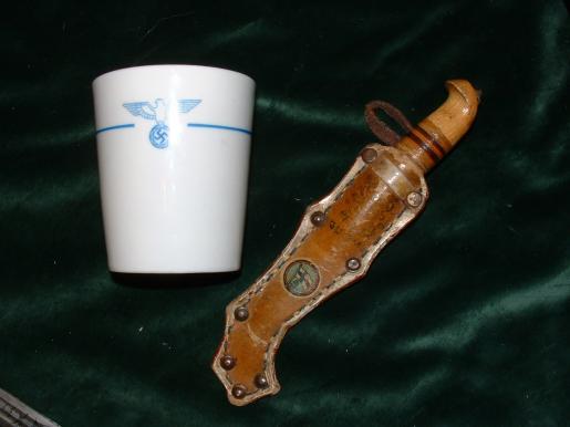 WW2 GERMAN SOUVENIRS FROM NORWAY. CUP AND KNIFE.