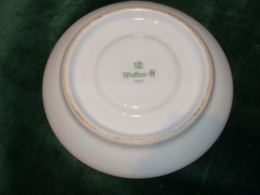 ORIGINAL WAFFEN SS MARKED CHINA SAUCER.