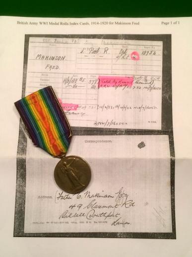 WW1 Victory Medal - Officer casualty - Liverpool Regt.