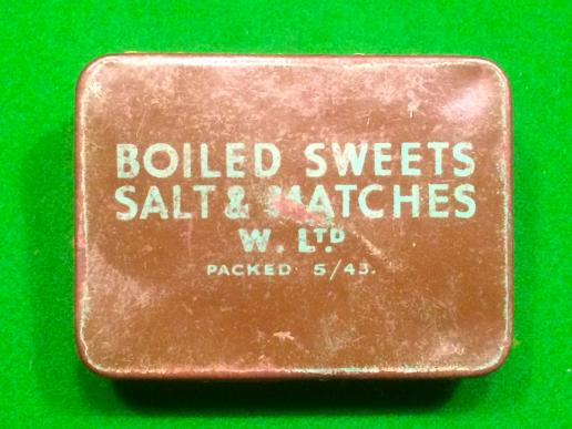 1943 Boiled Sweets, Salt & Matches Ration Tin.