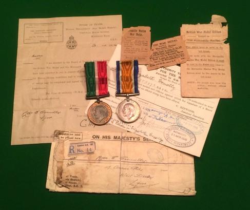 WW1 Mercantile Marine Medal and BWM - Woman Stewardess.