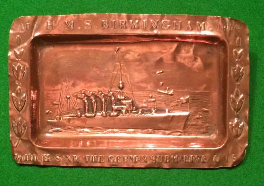 WW1 HMS Birmingham/U15 ashtray.