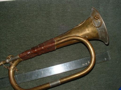 LARGE BRASS IMPERIAL BUGLE-NAMED TO A TOWN-COMPLETE.